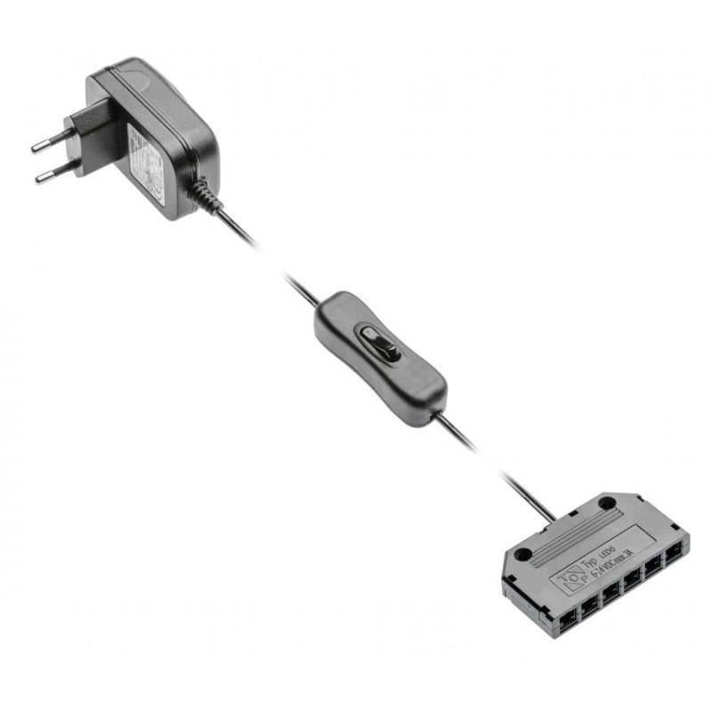 Блок питания LED GTV 6-miniAMP 1m+1m коннектор с выключателем 12V DC/12W (LD-ZWND12-10)