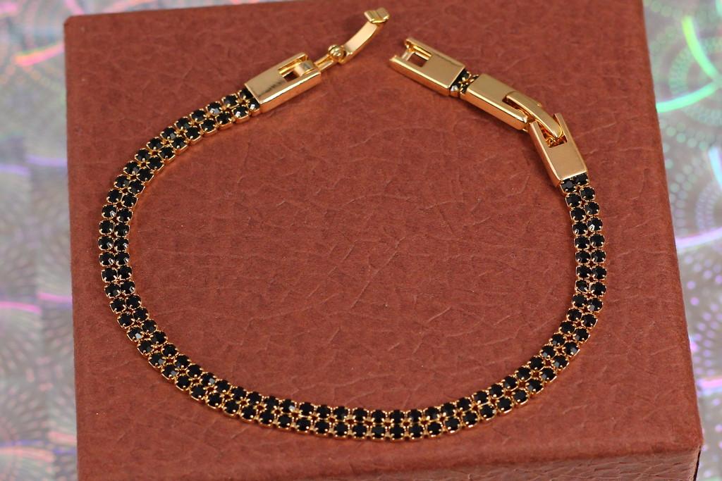 Браслет Xuping Jewelry Дорожки из черных фианитов 17 см 4 мм Золотистый (1757096063)