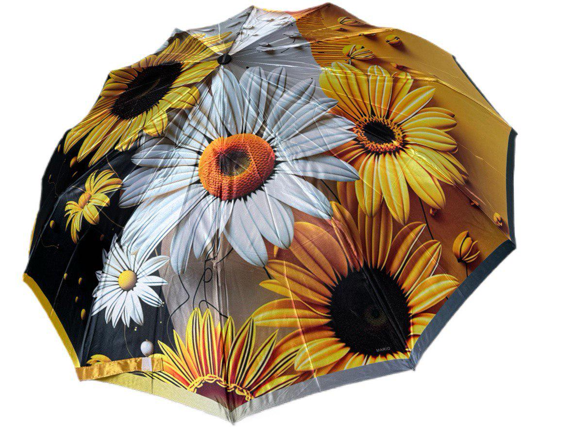 Зонтик женский автомат Mario Подсолнухи и ромашки 12 спиц (456/4)