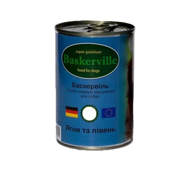 Корм влажный для собак Baskerville Ягненок и петух 800 г (4250231597015)