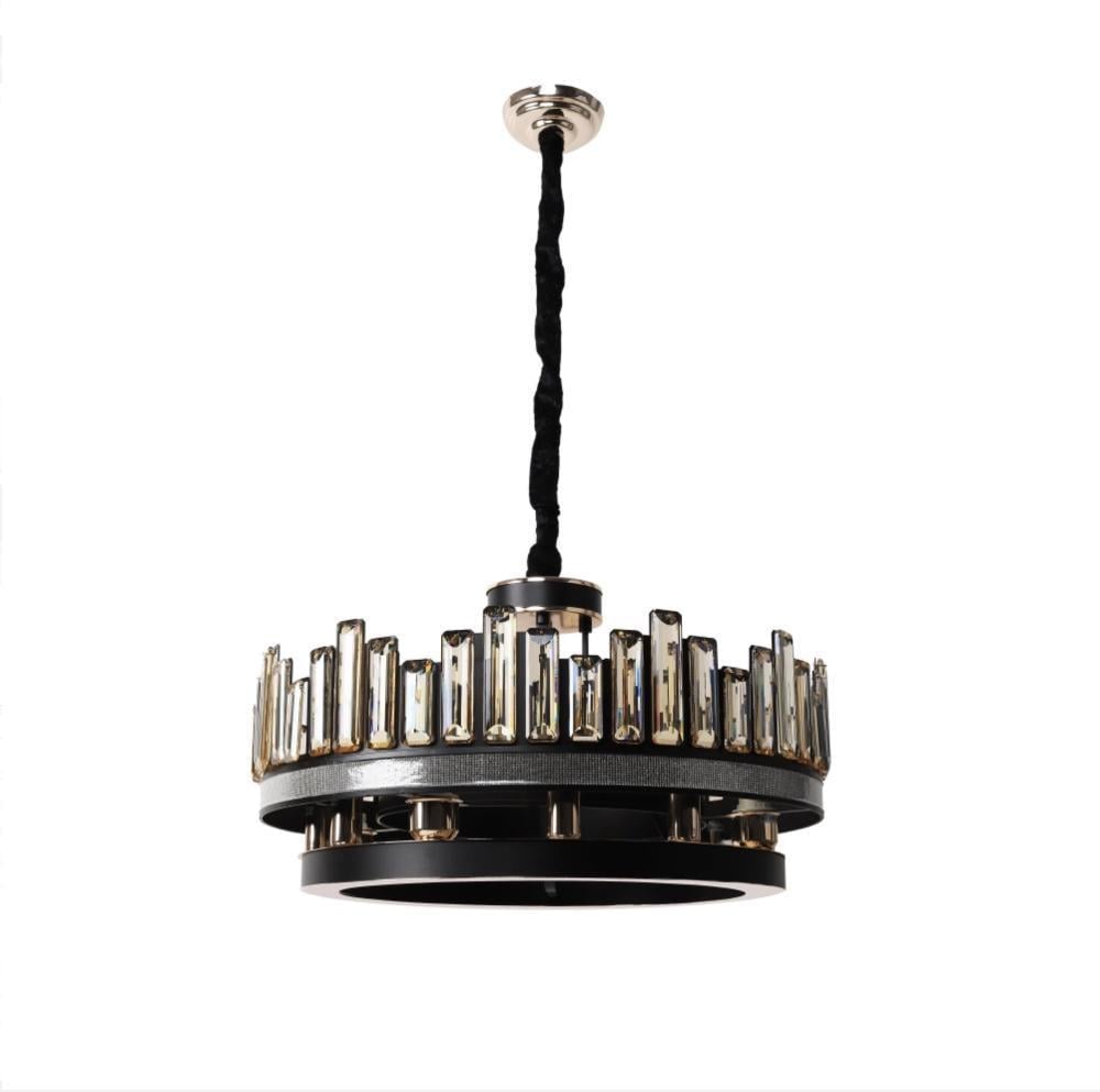 Люстра подвесная Sirius с хрустальным плафоном под 12 ламп Е14 IP20 19808-12 Черный/Золотой (28686012)