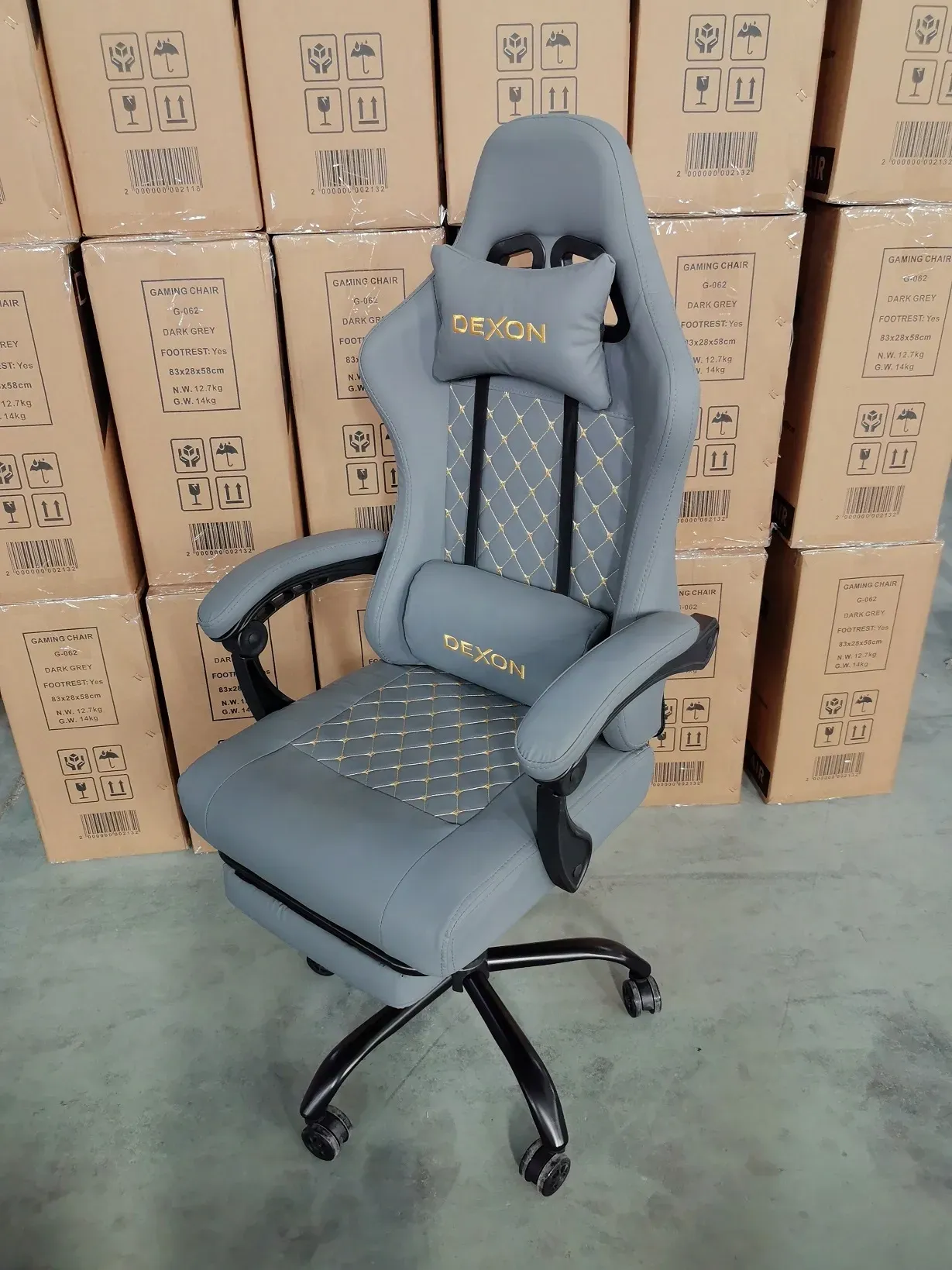 Геймерське крісло DEXON ECLIPSE з підставкою для ніг екошкіра антикіготь Сірий (40295) - фото 11
