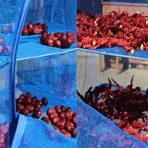 Сітка-сушарка підвісна для сушіння риби фруктів овочів грибів 3 яруси 35х35х65 см Синій (Е051543) - фото 10