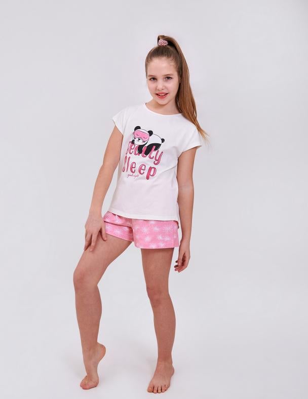 Пижама для девочки Smil стрейч-кулир/хлопок 140 см Молочный (104855)