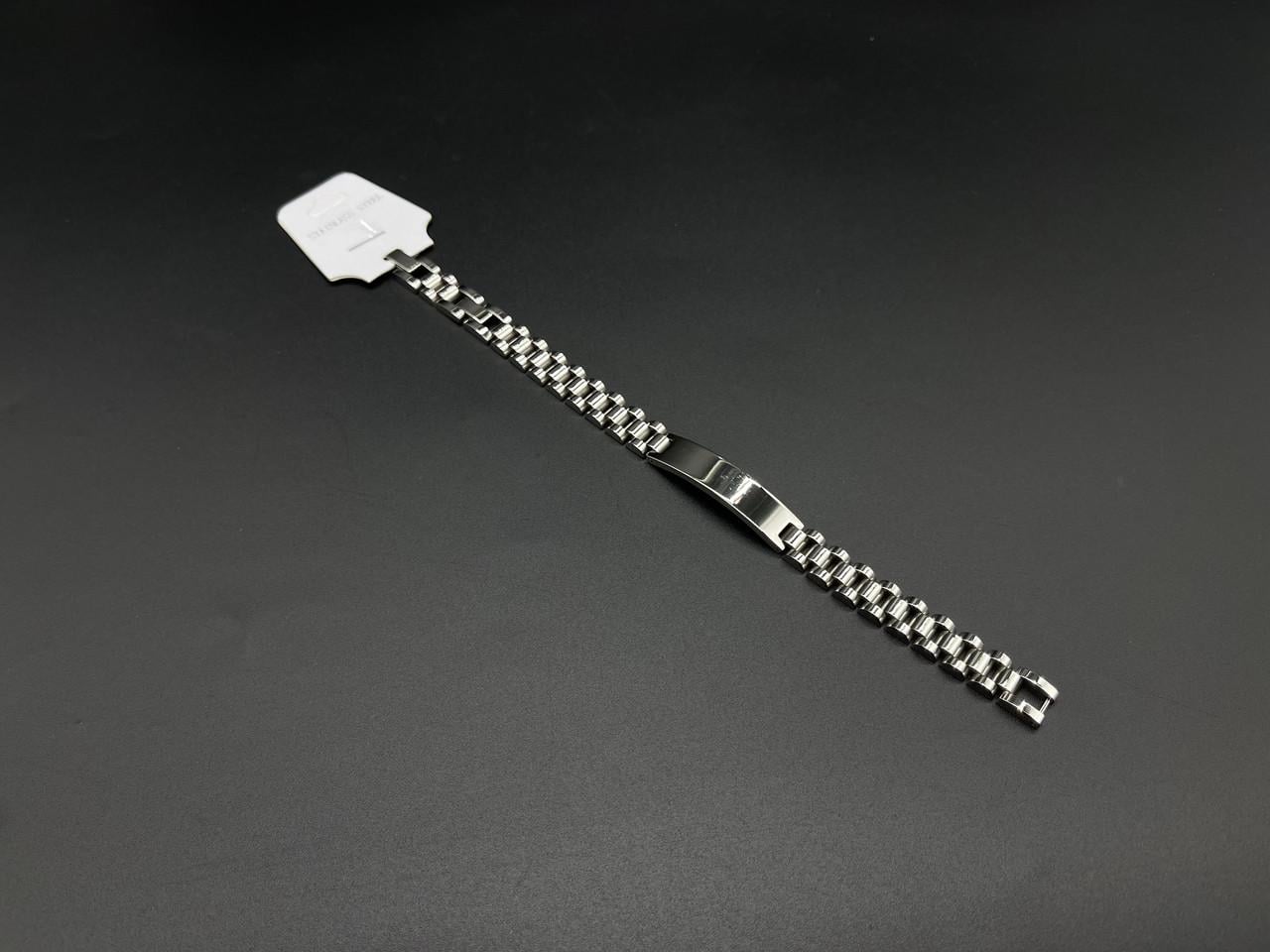 Браслет на руку с металлической вставкой под гравировку стальной 215 х 10 х 1.8 мм Серебристый (CT-023)