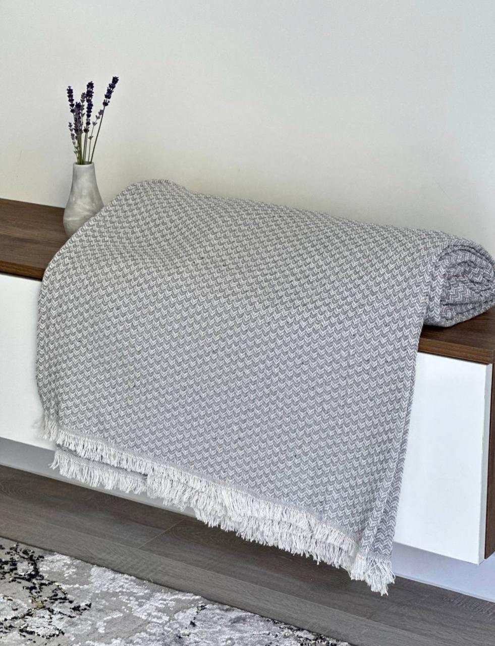 Плед-покрывало Зигзаг №4 100% хлопок 210х240 см Серый (3348)
