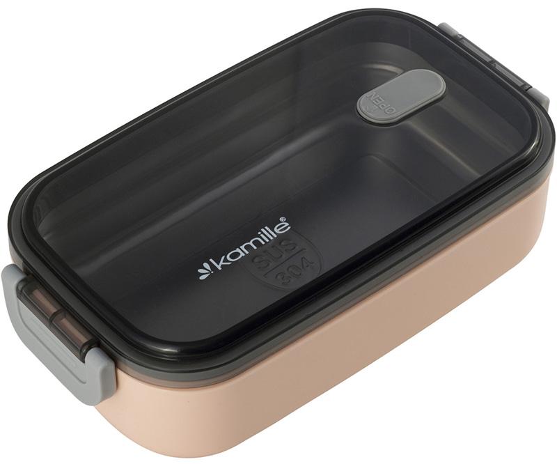 Ланч-бокс Kamille Snack 700 мл пластик и нержавеющая сталь Розовый (KM-2133PN)