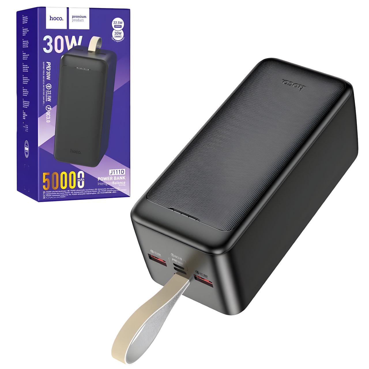 Повербанк Hoco J111D Smart charge 50000 мА PD30W/QC3.0 Черный (30631532)