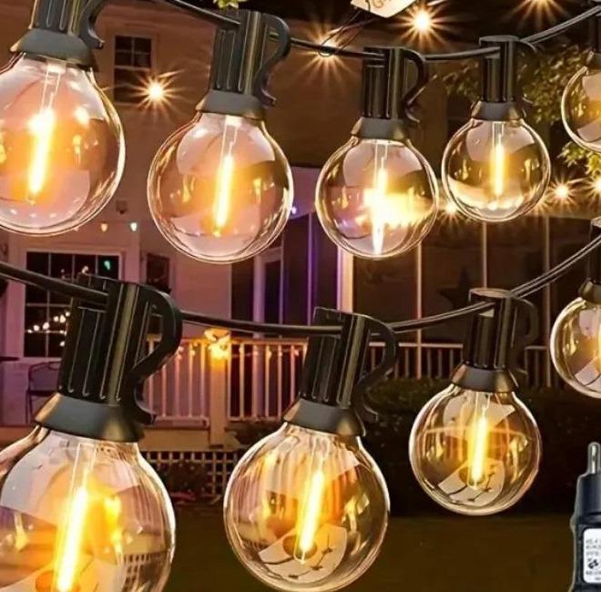 Гирлянда наружная 20 LED лампочек 220В 10 м Теплый белый (MA716)