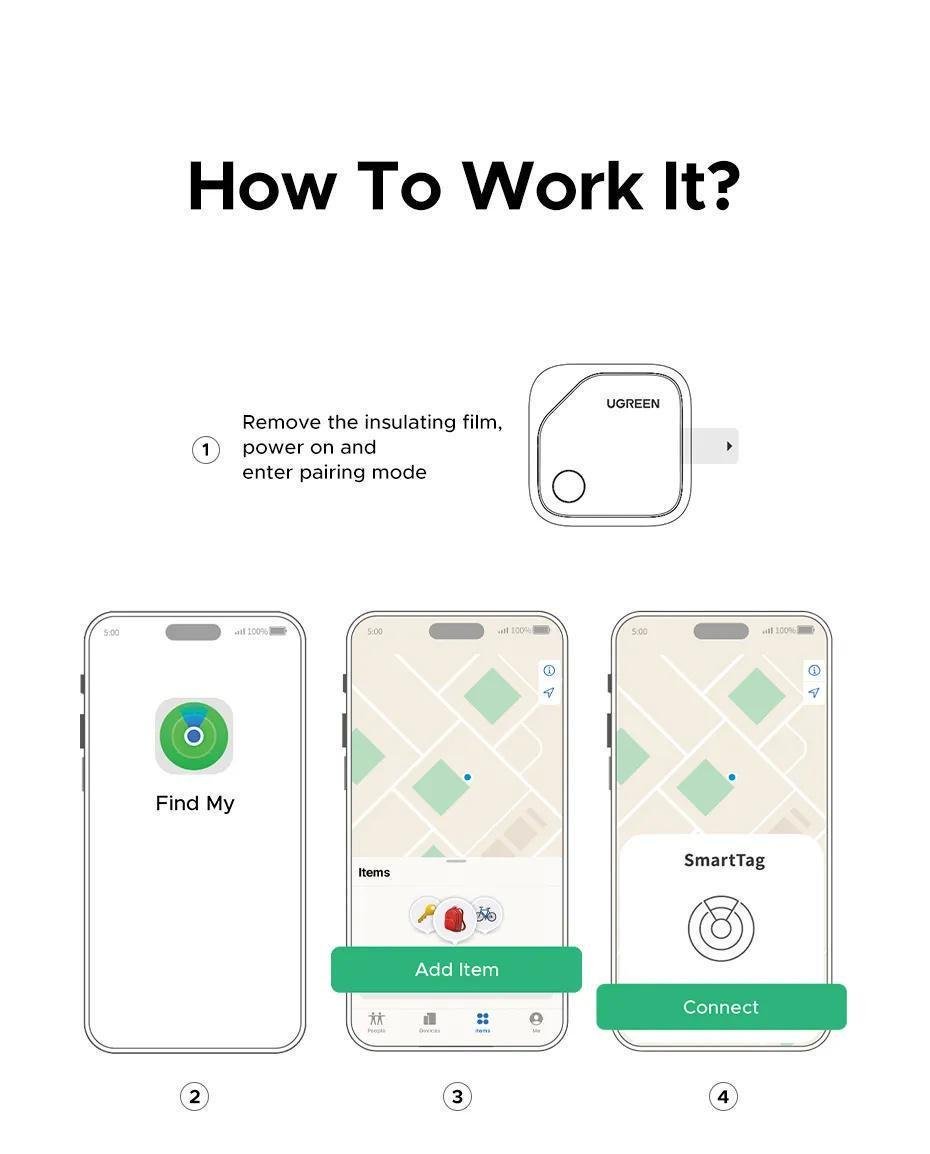 Трекер смарт Ugreen 1 2 Чорний (45297) - фото 3