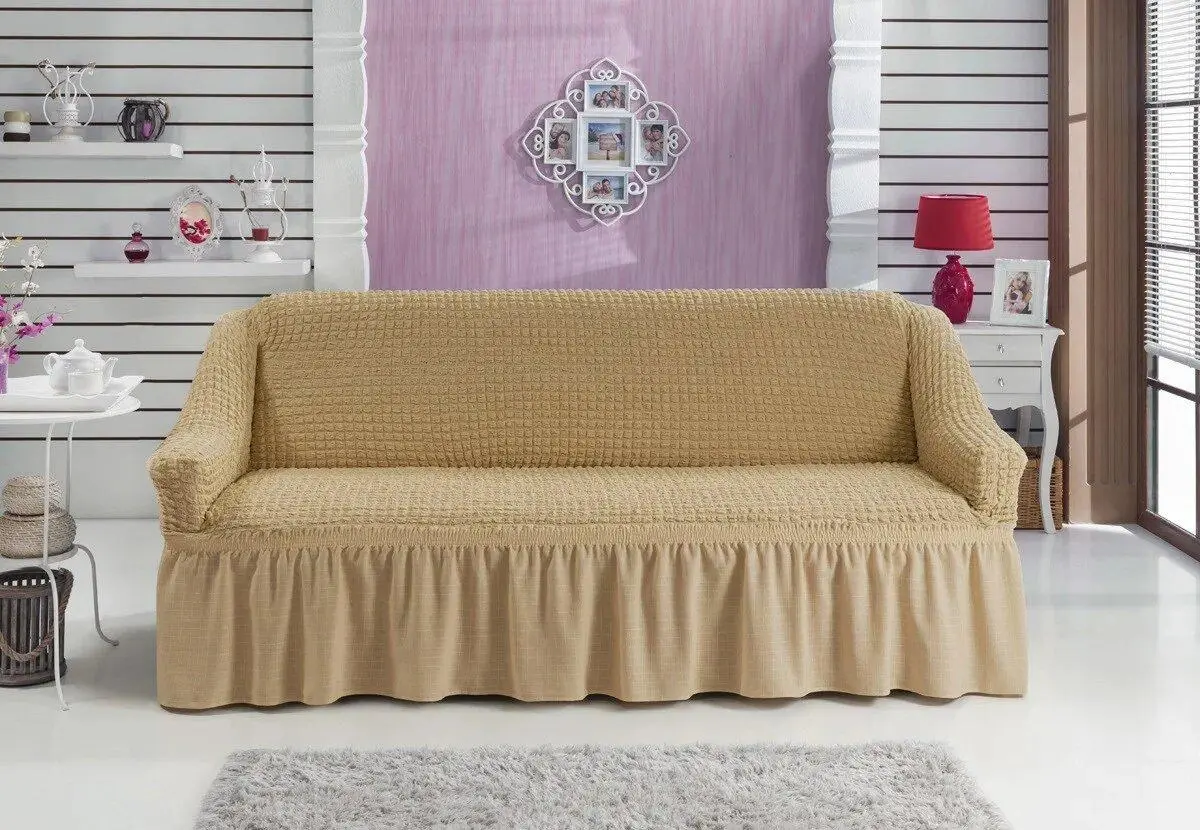 Чехол натяжной на универсальный диван Бежевый (10-18-1234234)