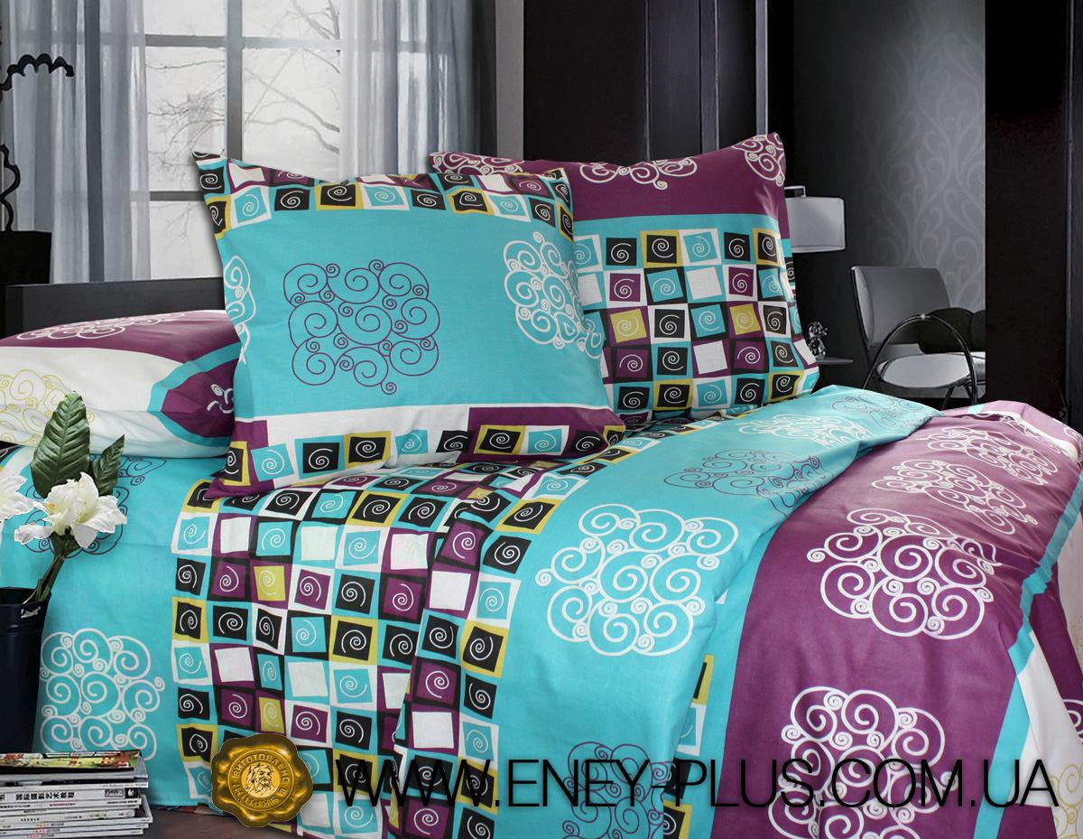 Комплект постельного белья полуторный Еней-плюс Т0249 Голубой/Фиолетовый