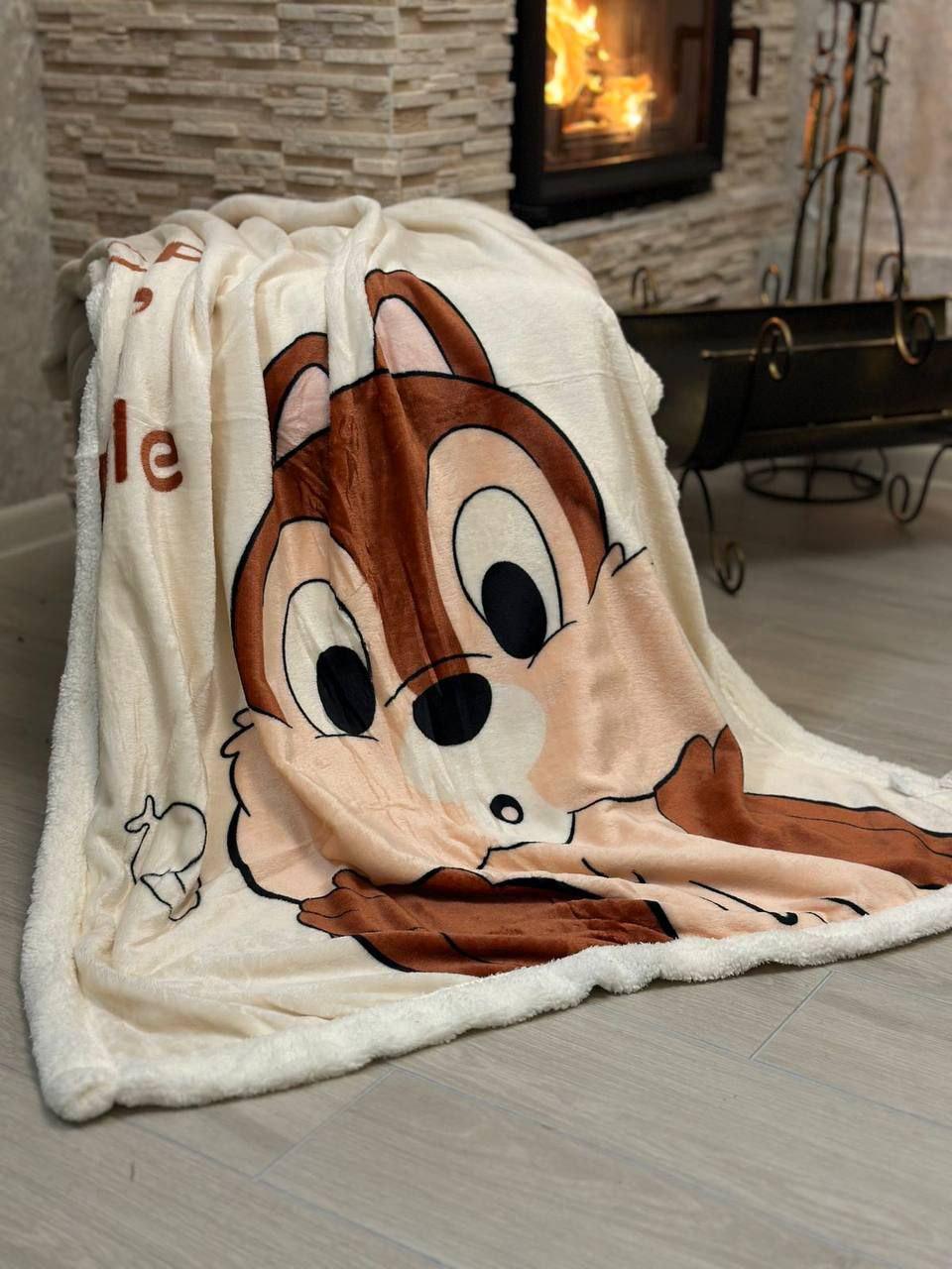 Плед двухсторонний детский Colorful Home на овчине 100x140 см Бежевый (2171)