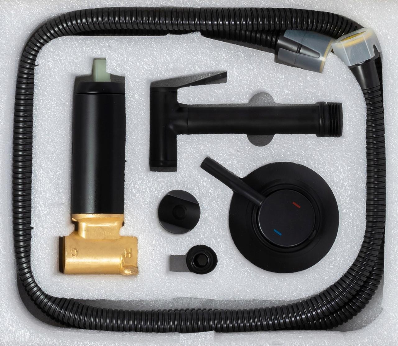 Смеситель скрытого монтажа LOOP Mat Black матовый для биде Черный - фото 4
