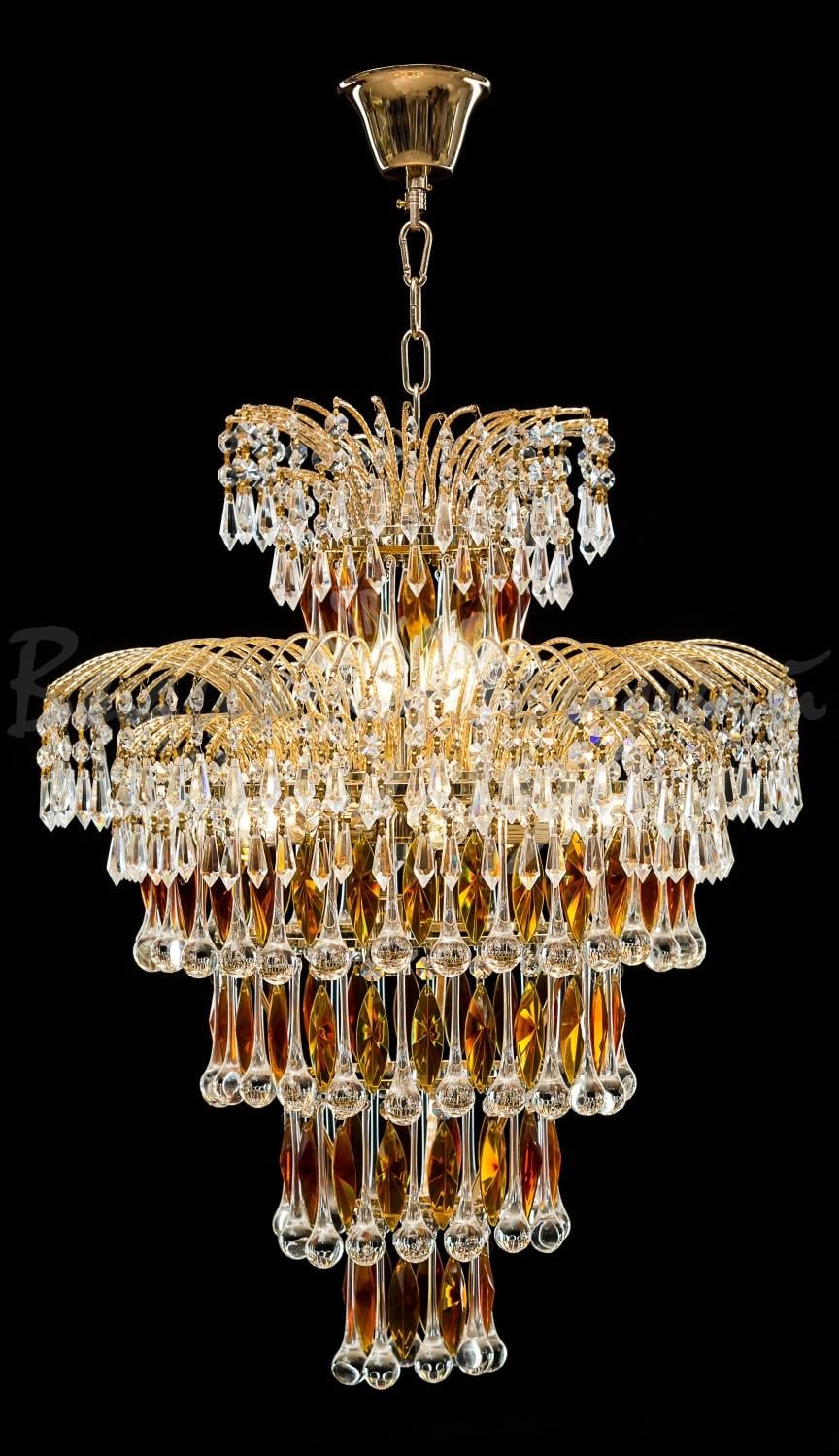 Кришталева люстра L5205/500х650/6/3/2 FGD Білий/Золото/Коричневий (AN000457)