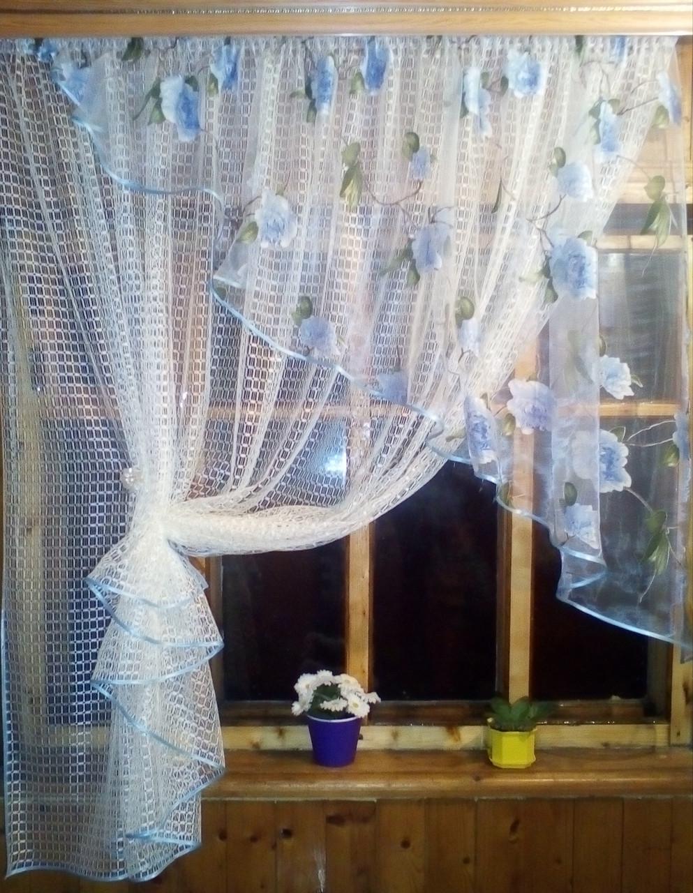 Штори Фаїна права Молочний/Блакитна троянда (1251141350) - фото 4