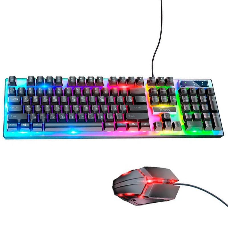 Комплект клавіатура та миша з підсвічуванням Combo HOCO Luminous gaming GM18 Black (019978)