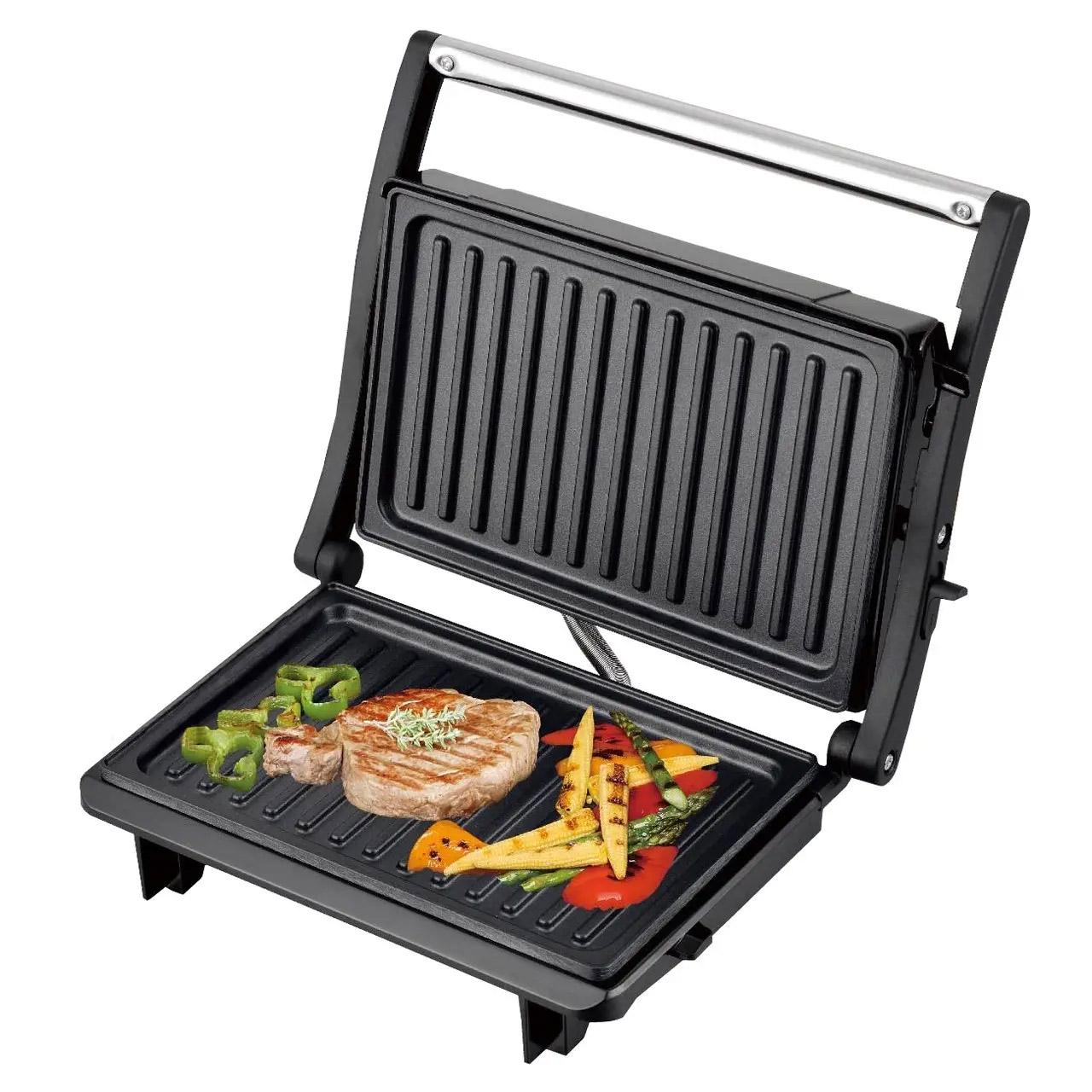 Гриль бутербродниця контактний Kingberg Electric Grill з антипригарним покриттям 1500 Вт Чорний - фото 2