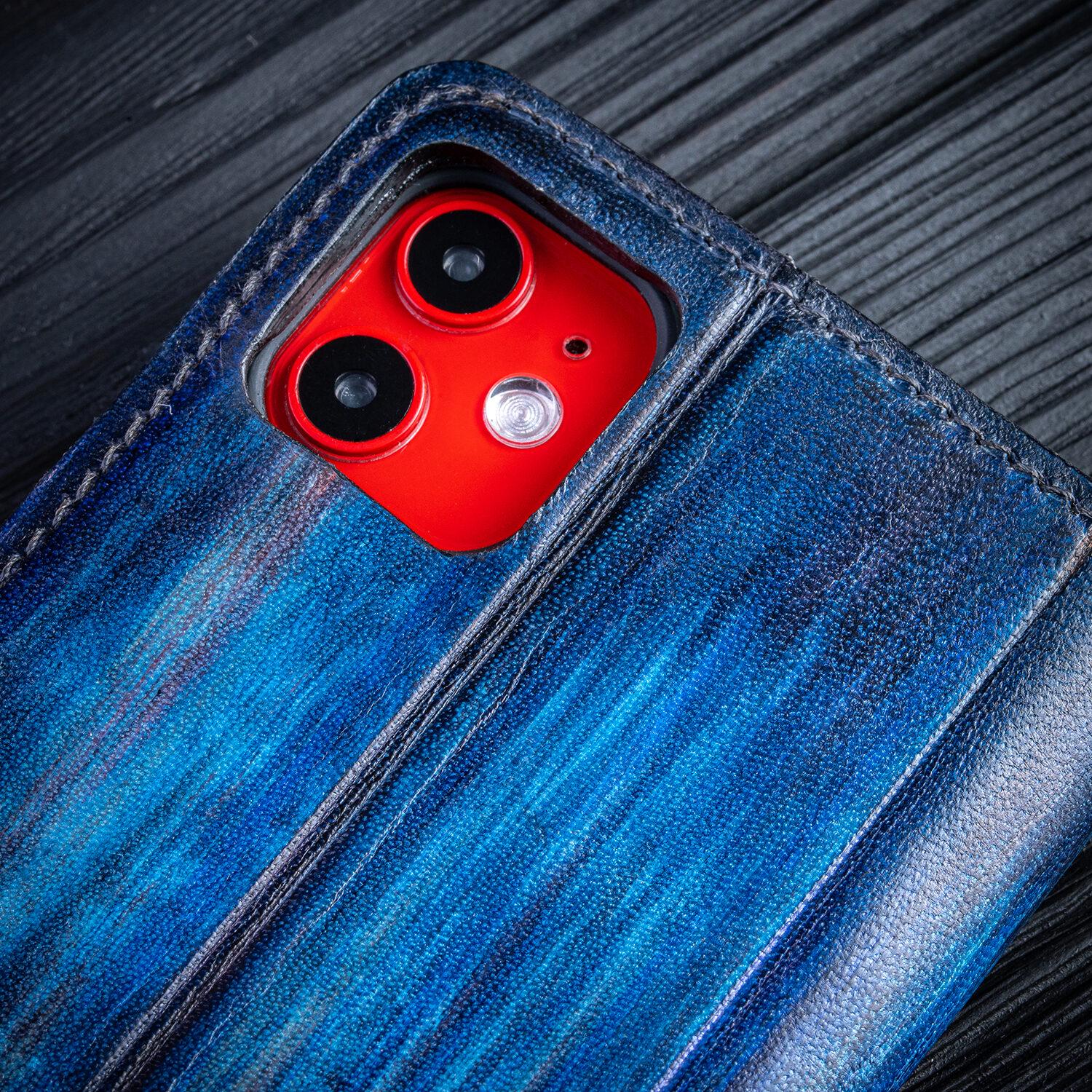 Вінтажний шкіряний чохол книжка Exclusive для iPhone XR | Синій - фото 7