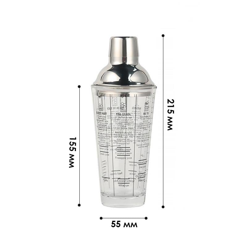 Шейкер для коктейлей Lesko KM-40G стеклянный 400 мл Silver (2662091742) - фото 4 Шейкер для коктейлей Lesko KM-40G стеклянный 400 мл Silver (2662091742) - фото 4