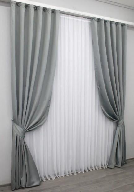Шторы для гостиной/спальни Felicita 3x1,5 м 2 шт. Серый (1257ш) - фото 3 Шторы для гостиной/спальни Felicita 3x1,5 м 2 шт. Серый (1257ш) - фото 3