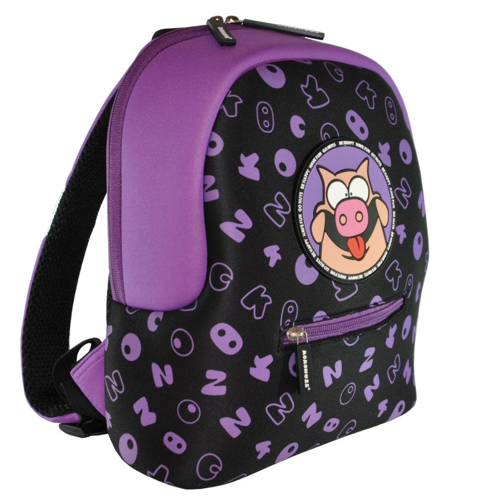 Дошкольный рюкзак KOKONUZZ-BE HAPPY со свиньей Черно-фиолетовый