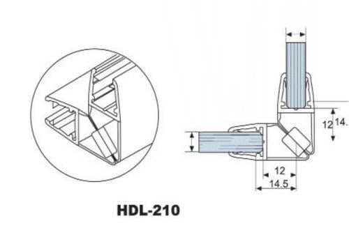 Ущільнювач для скляних дверей душової кабіни HaiDeLi HDL-210 магнітне скло-скло 90° (652345445) - фото 6