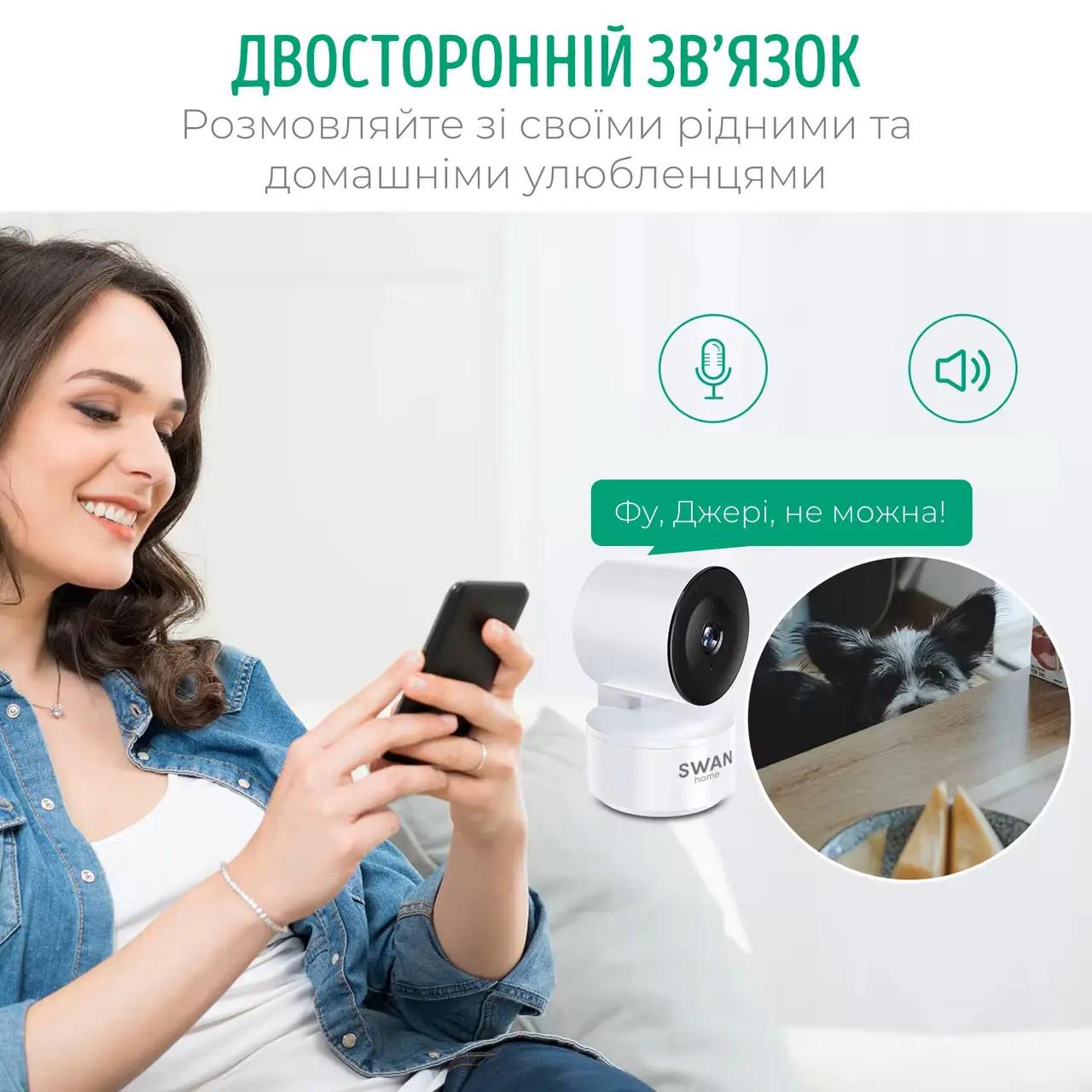 Видеоняня Swan Baby Home Smart Eye V2.0 Wi-Fi 360 градусов с подключением к телефону Белый (64975736) - фото 6