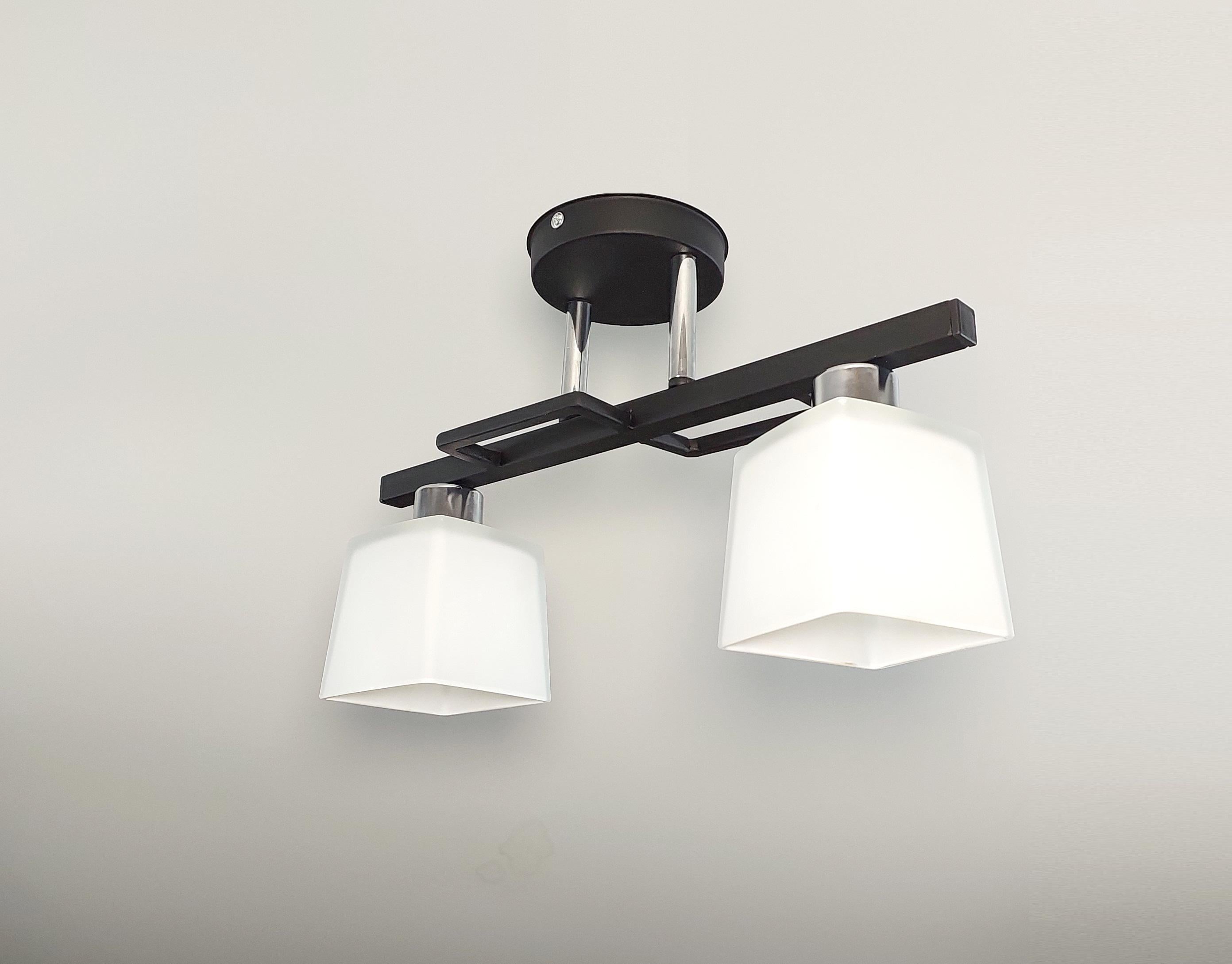 Люстра потолочная Хай-тек 1290/2 на 2 плафона металлическая Черный