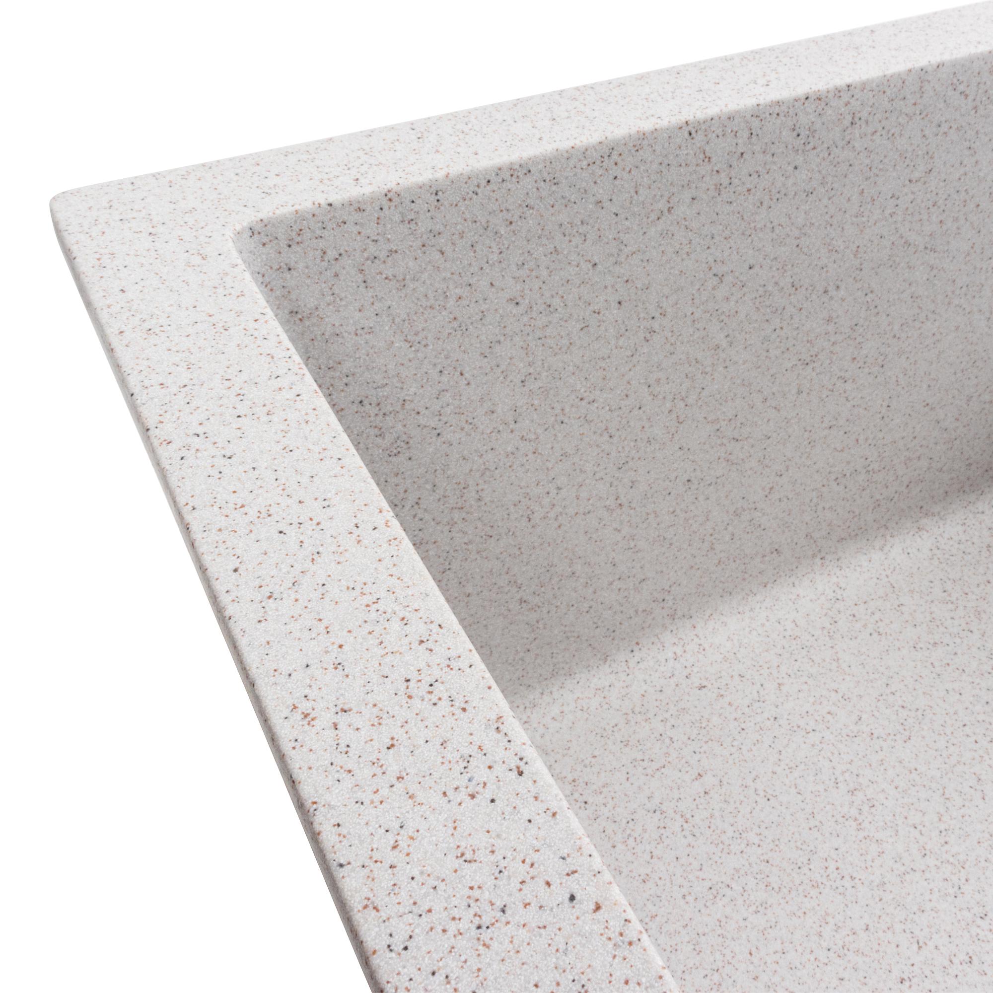 Мийка кухонна Platinum PLS-A42106 гранітна прямокутна 700x500 мм Білий (25969701) - фото 4