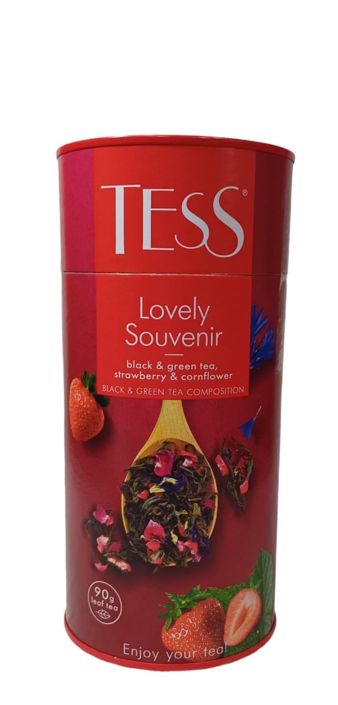 Чай чорний/зелений Tess Туба Lovely Souvenir зі смаком суниці 90 г (59106)