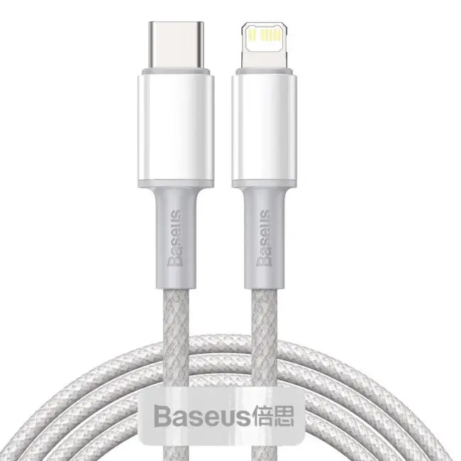 Кабель BASEUS High Density Braided Fast Charging Cable Type-C to Lightning PD CATLGD-A02 20W 2 м White