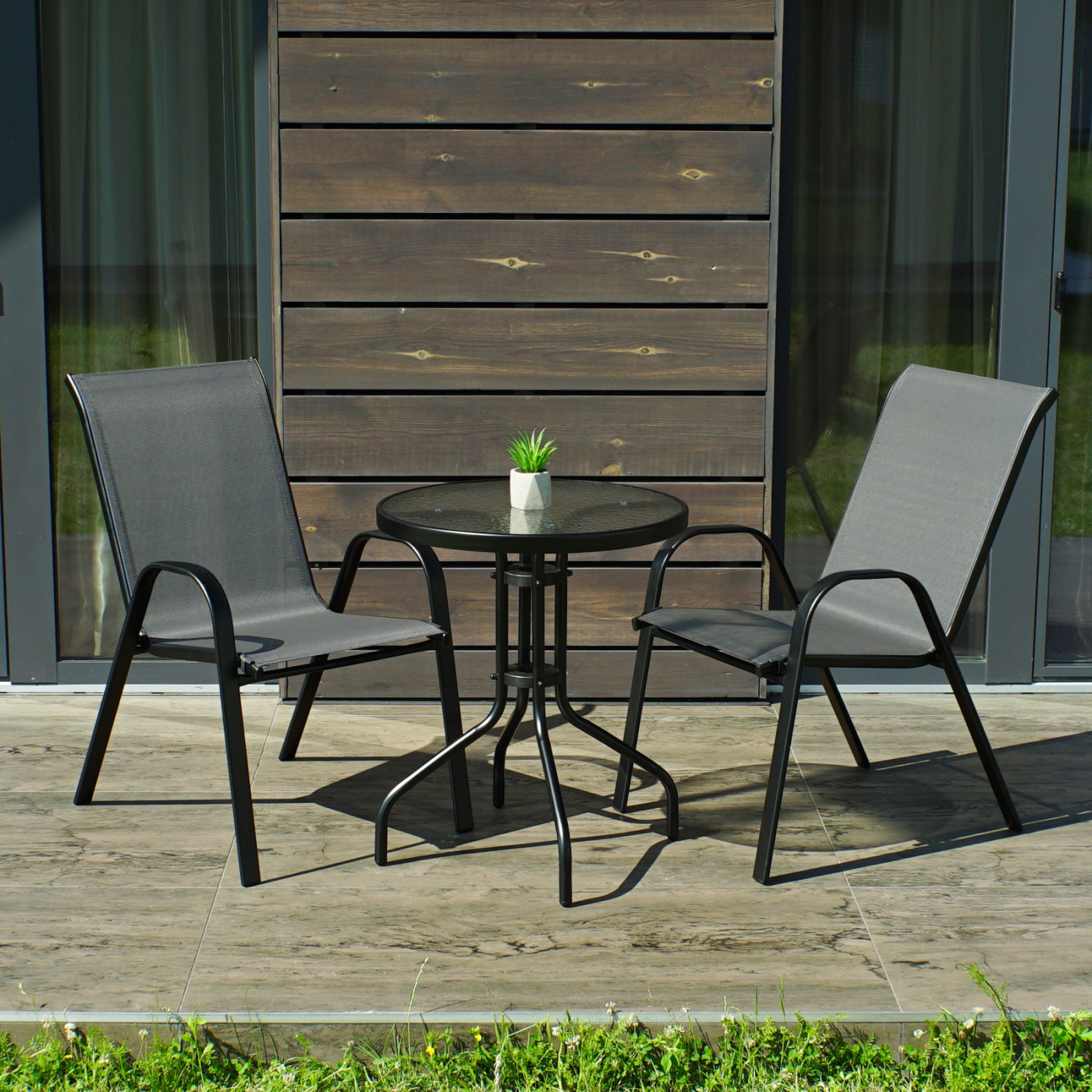 Комплект садовой мебели 4Points Udine-2 круглый стол и 2 стула Серый