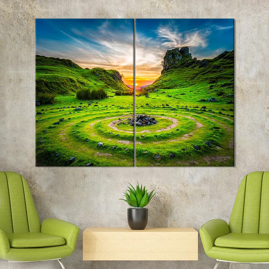 Картина природа Зелёные круги в долине 165x122 см (A1140-2)