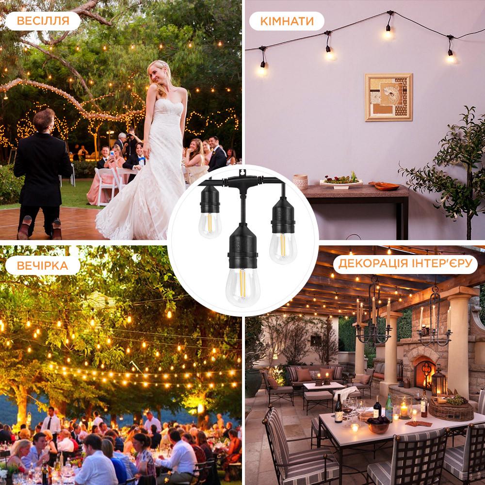 Гирлянда уличная Comshop Ретро 16 LED лампочек 14,6 м - фото 11 Гирлянда уличная Comshop Ретро 16 LED лампочек 14,6 м - фото 11