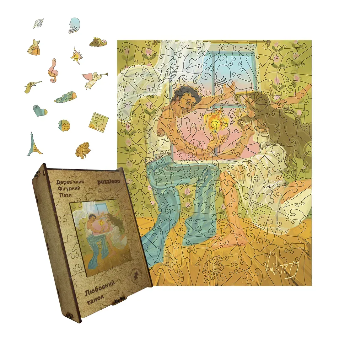 Пазл дерев'яний фігурний любовний танок А5 35 ел.