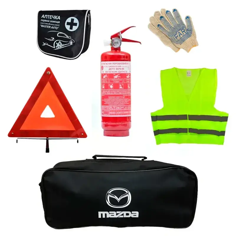 Набор автомобилиста AUTOMIX А25 Mazda огнетушитель 1 кг/знак аварийной остановки/аптечка/жилет