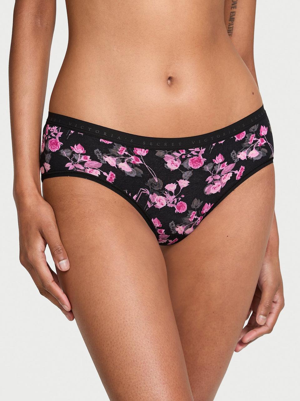 Трусики женские Victoria's Secret Stretch Cotton Black Floral хипстеры M Черный (2343233947)