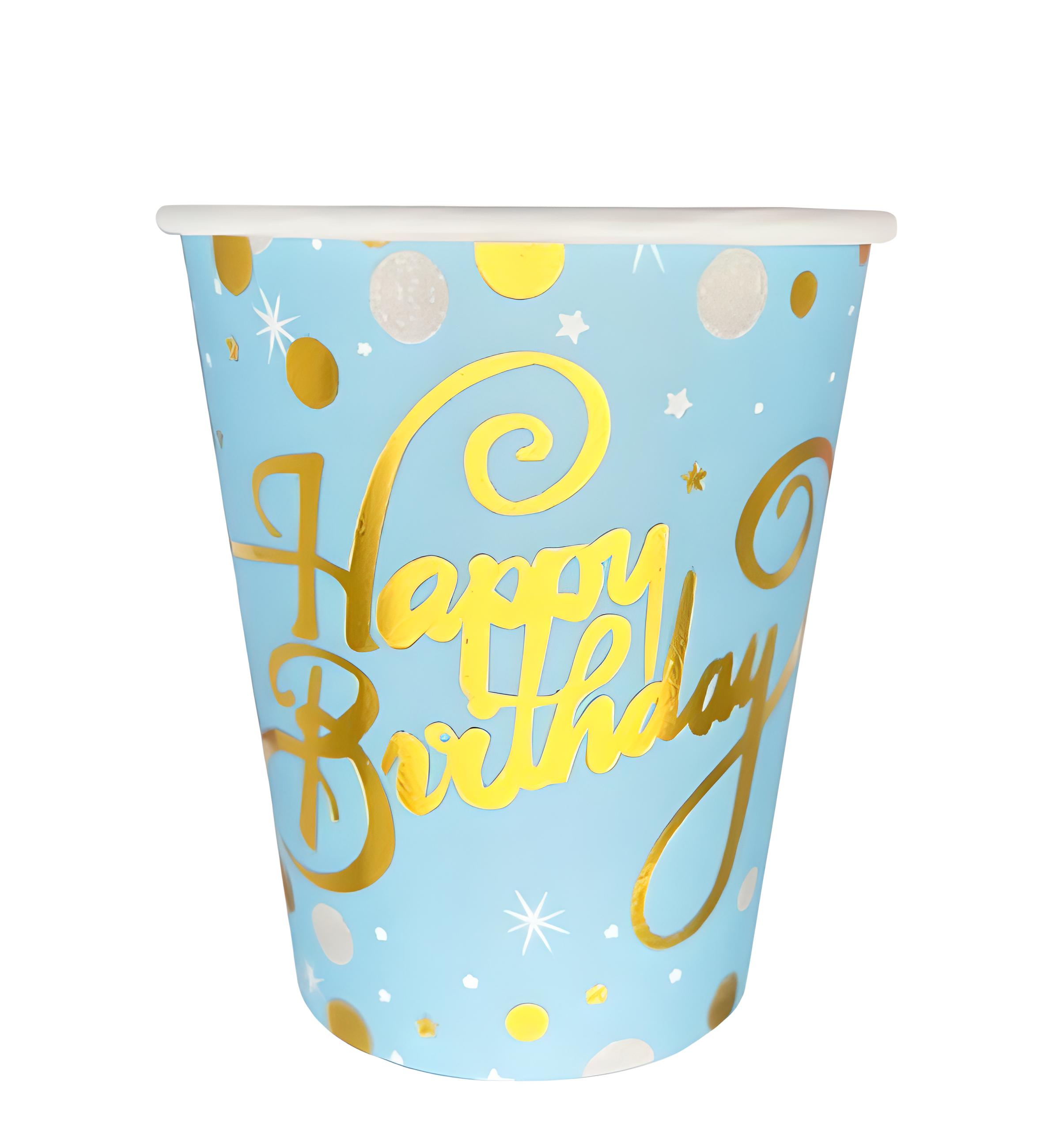 Склянки паперові "Happy Birthday" 230 мл 10 шт. Голбуой (10886485)