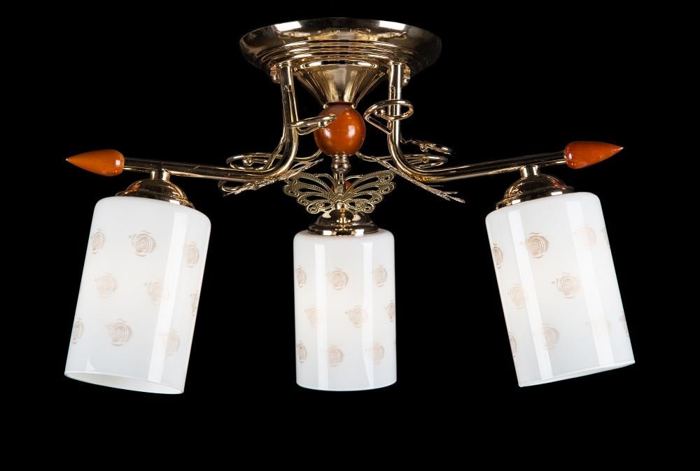 Люстра с плафонами Ray L10669/3 FGD+CR Коричневый (IR005947) Люстра с плафонами Ray L10669/3 FGD+CR Коричневый (IR005947)