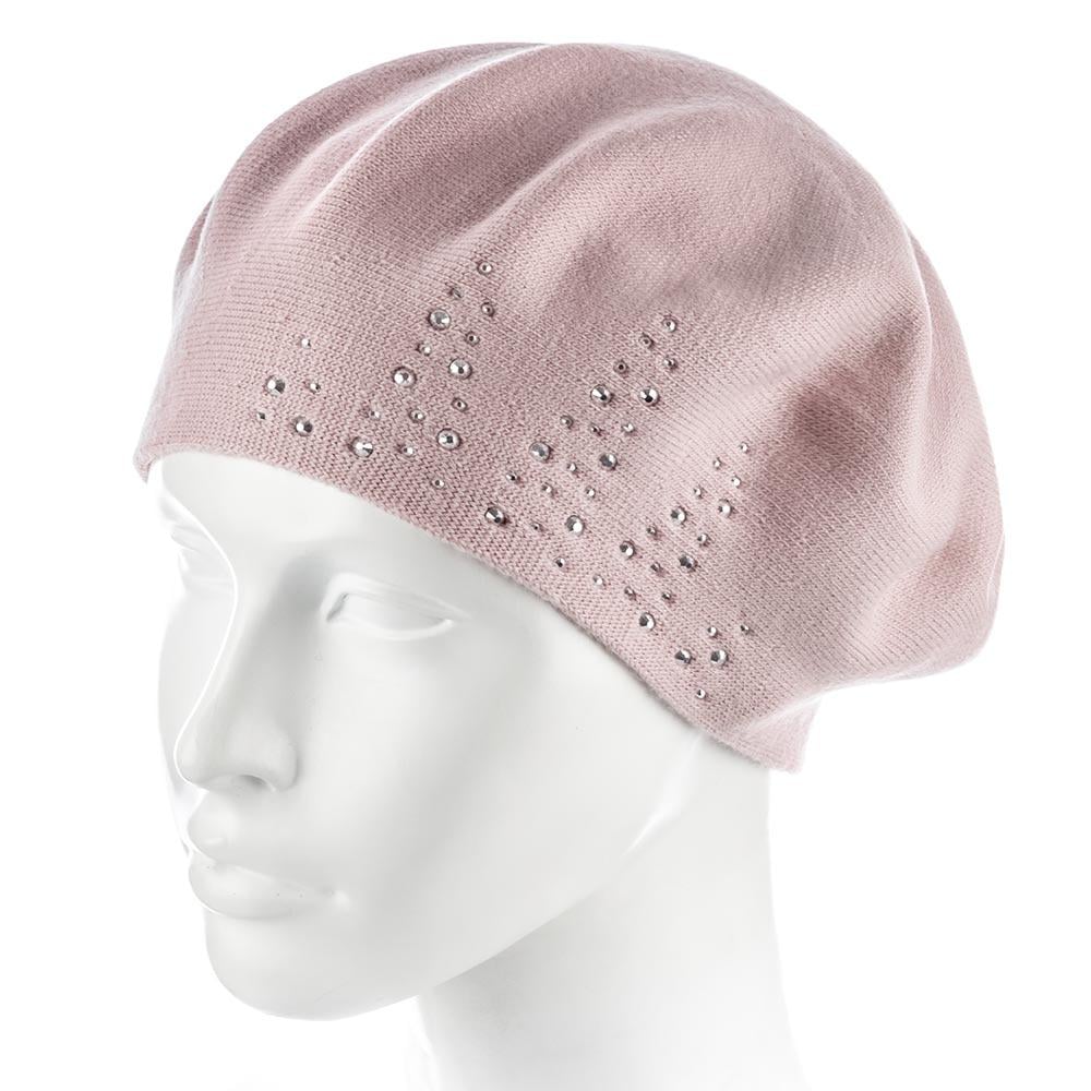 Берет женский Zolly ZH241 шерстяной мелкой вязки Светлая пудра