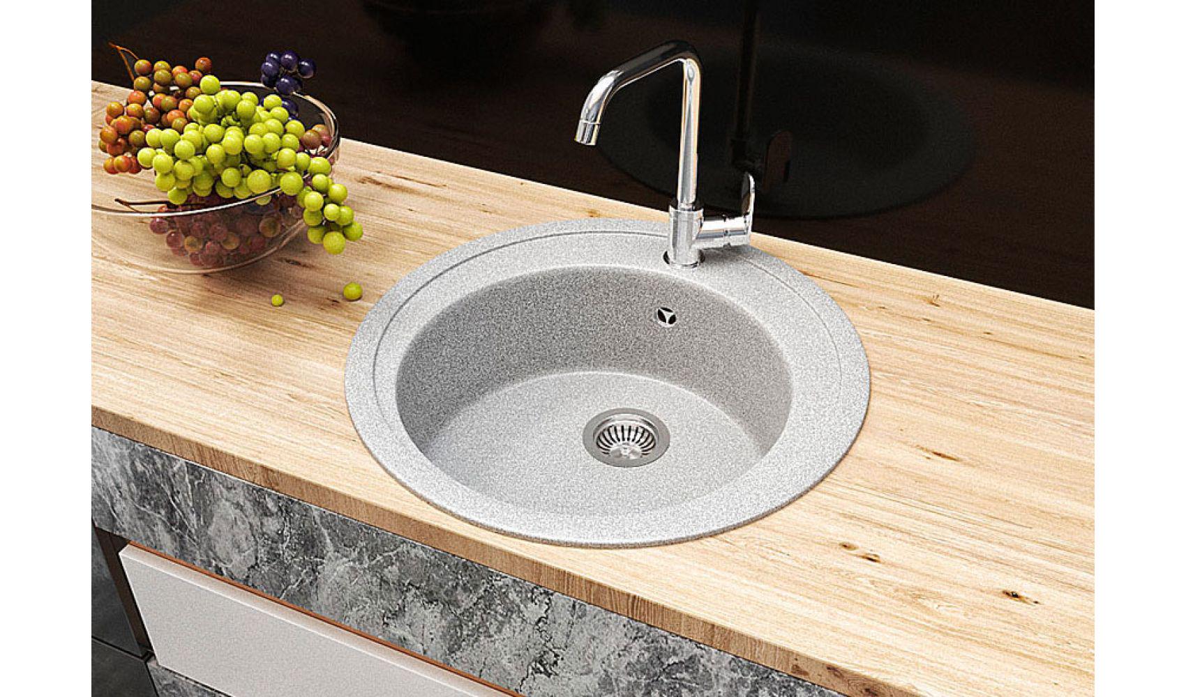 Кухонная мойка Lexona Blansh гранитная з краном Серый - фото 5