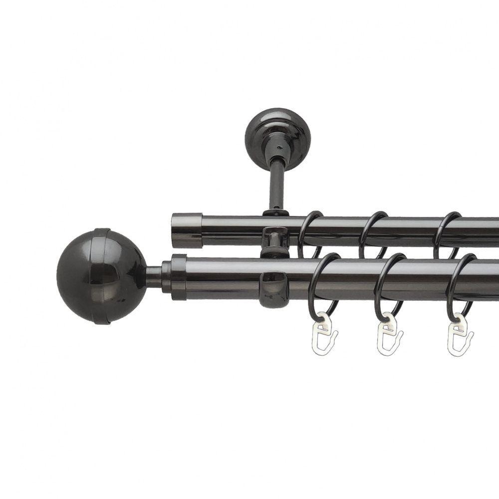 Карниз Orvit Калісто металевий дворядний відкритий гладка труба кільце металеве 25/19 мм 240 см Онікс (00-00012193)