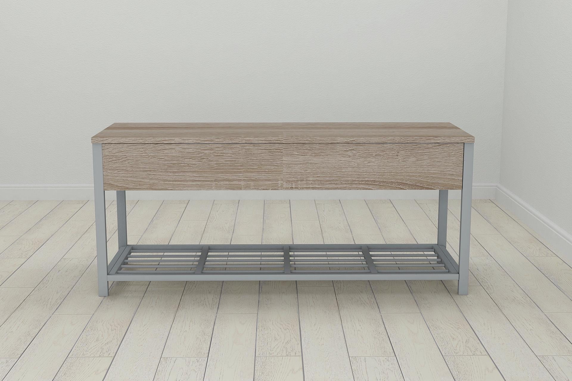 Банкетка с ящиком Ferrum-decor Дрейк 2 металл/ДСП 16 мм 550x1200x400 мм Серый/Сонома Трюфель (FRD-103084) Банкетка с ящиком Ferrum-decor Дрейк 2 металл/ДСП 16 мм 550x1200x400 мм Серый/Сонома Трюфель (FRD-103084)