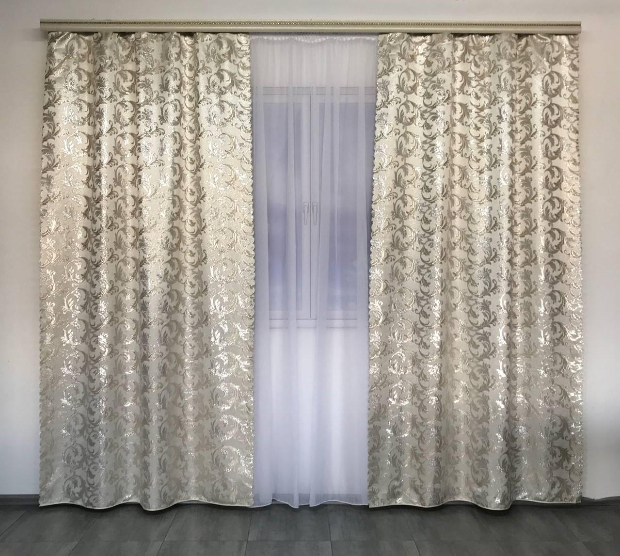 Комплект готовых штор с люрексом ALBO 150x270 см Молочный (SH-D26-22)