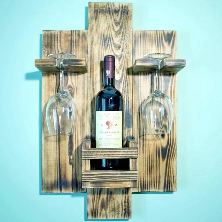 Полка для вина настенная из дерева Аомори Бенгала (ПНК-004627)