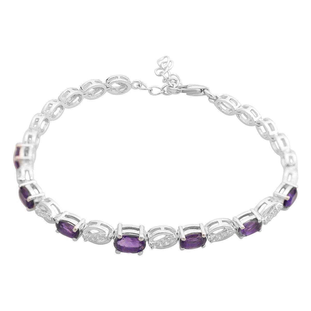Браслет серебряный с натуральным аметистом 3,627 ct 9,07 г 17 см (2166672)