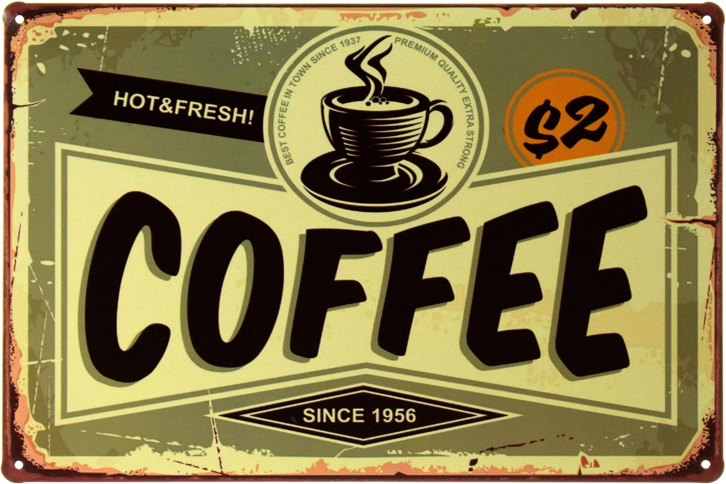 Табличка металлическая Кофе/Coffee Since 1956 20x30 см
