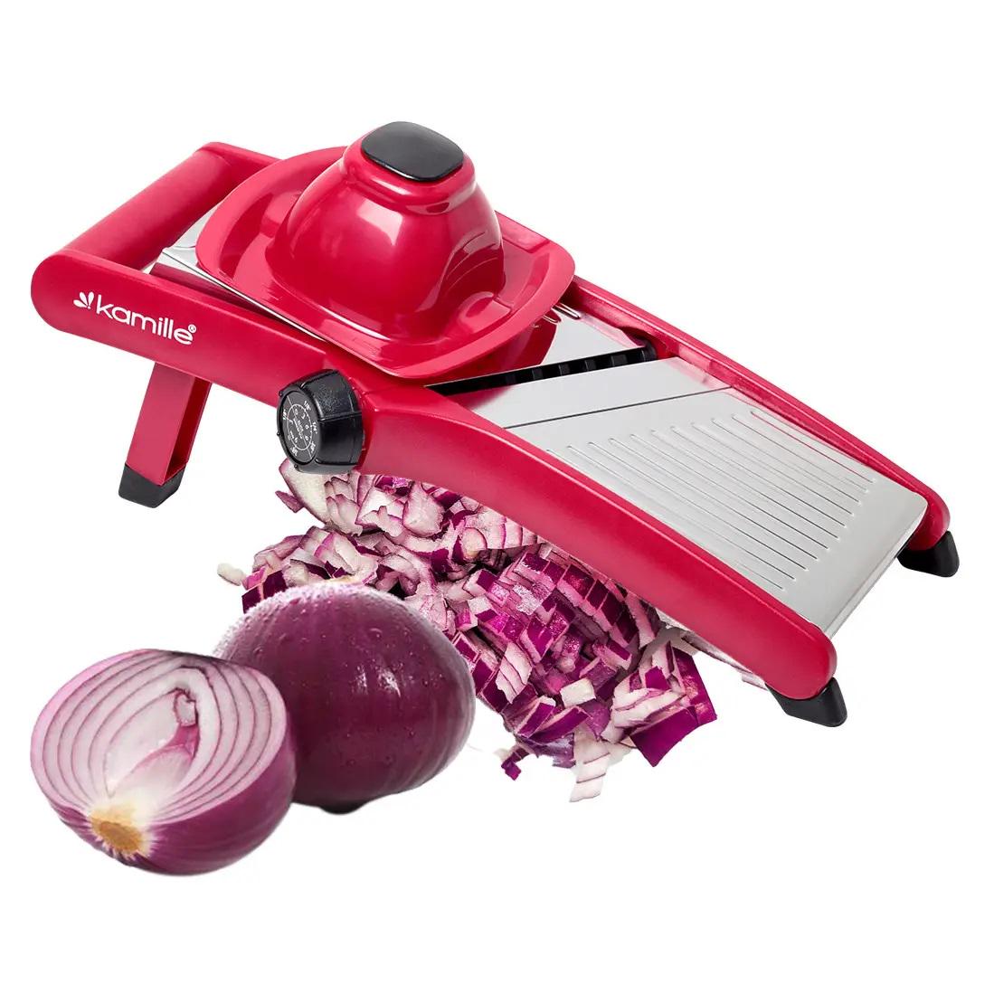 Шинковка металлическая Kamille KM-10084 из нержавеющей стали 38х17х13 см Красный (150-84-10084) - фото 3 Шинковка металлическая Kamille KM-10084 из нержавеющей стали 38х17х13 см Красный (150-84-10084) - фото 3