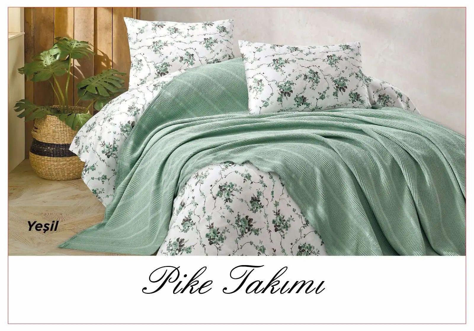 Постельное белье с вафельным покрывалом La Villa Mavi покрывало 220х240 см/простынь 240х260 см/наволочки 50х70 см Зеленый (opt-103847) Постельное белье с вафельным покрывалом La Villa Mavi покрывало 220х240 см/простынь 240х260 см/наволочки 50х70 см Зеленый (opt-103847)